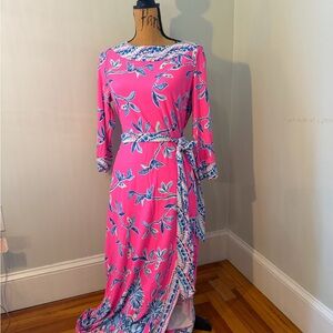 Lilly Pulitzer Vibrant Pink and Blue Floral Dress